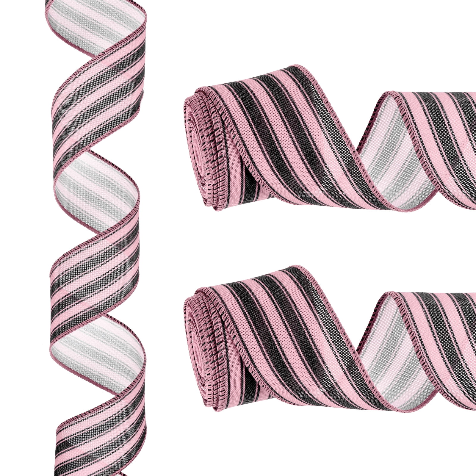 Craig Bachman Glitter Hearts & Stripes Ribbon - 2.5 Inch Wired Edge, 10 Yard Roll (Red, Black, White) For Wreaths, Valentine's Day & Wedding Decor - View #4