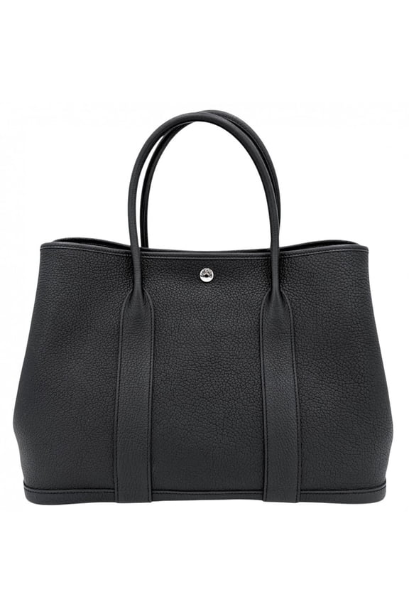 Pre-Owned Hermes Garden Party PM Tote Bag for Women, Leather, Black, Silver Hardware, 2020...