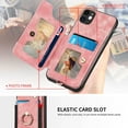 thumbnail image 5 of for iPhone 11 Phone Case Card Holder,Wallet Ring Stand,RFID-Blocking,Wrist Strap,Camera Protector,Leather Shockproof Protective  Flip Cover for iPhone 11 Cases (Pink), 5 of 14