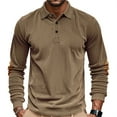 thumbnail image 5 of Men's Long Sleeve Sweatshirt Corduroy Spread Collar Elbow Panel Button Up Ribbed Pullover for Men with Elbow Patches Brown 3XL, 5 of 7