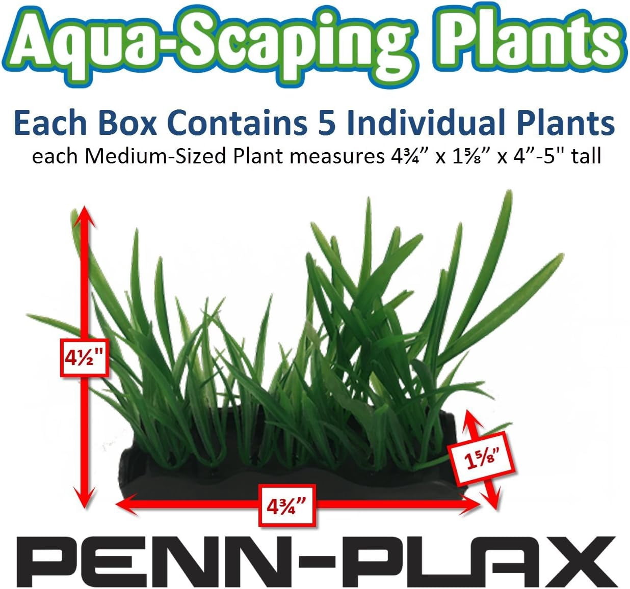(4 pack) Penn-Plax Foregrounder Aqua-Scaping - Green Bunch Plants - Aquariums Decor - Five Per Pack