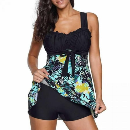 Women s Plus Size Swimdress One Piece Swimsuit Retro Print Swimwear Bathing Suit