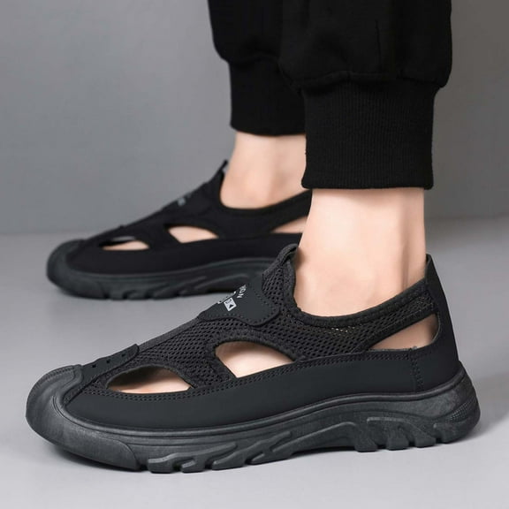 Xucatan Mens Casual Leather Hollow Athletic Sandals Summer Beach Slipper Mens Comfort Outdoor Shoes Fashion Lightweight Trail Water Sandal Adjustable Gift