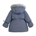 thumbnail image 4 of ATOGUTA Winter Jackets for Girls Winter Jacket Parka Down Coat Overcoat with Faux Fur Hood Sky Blue, Size 3T-7, 4 of 5