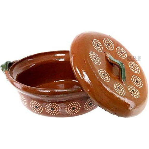 Cazuela De Barro 10“ with Top Clay Traditional Floral Artisan Artezenia Olla Casserole Mexican$$Home Decor, Kitchen, & Other