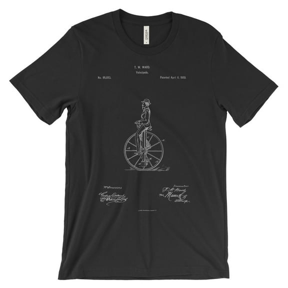 Mighty Circus Unicycle Patent T-Shirt - Black, Four Extra Large
