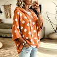 thumbnail image 5 of Domzest Womens Oversized Hooded Knit Sweater V Neck 3/4 Sleeve Drawstring Hoodies 2026 Fall Casual Lightweight Pullover Sweater Plus Size Saffron L, 5 of 7