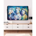 thumbnail image 3 of Outdoor TV Cover 70 to 75 Inch Weatherproof, Watercolor Horse Pattern Waterproof TV Screen Protector for Outside Decor with Zipper and Pocket 68"L x 42"H , White Blue Turquoise Green, 3 of 7