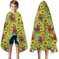 thumbnail image 3 of Highland Cow Sunflower Field Pattern Hooded Bath Towel，50"x30" for Ages 3 To 12 Kids, Quick Dry Lightweight Soft Microfiber Hood Beach Towel Cover Up for Kids, 3 of 7