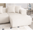thumbnail image 5 of Tabaray 131"Sectional Sofa Couch, Modern U Shaped Modular Sofa w Double Chaise Lounges, Striped Corduroy Upholstered 4 Seater Couch w Ottoman for Living Room, Bedroom, Free Combination White, 5 of 13