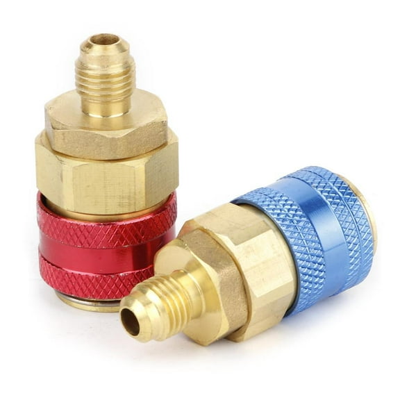 Tebru A/C High Low Quick Connector,R134A Refrigerant Adapter,2pcs R134A High Low Pressure Straight Quick Coupler Connector Car A/C Refrigerant Adapter