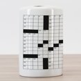 thumbnail image 3 of Word Search Puzzle Ceramic Toothbrush Holder, Blank Newspaper Style Crossword Theme Numbers in Word Grid, Decorative Versatile Countertop for Bathroom, 4.5" X 2.7", Black and White, 3 of 4