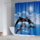 thumbnail image 2 of 4 Pieces Dolphin Shower Curtains with Non-Slip MatsAnimals, Toilet Lid and Bath Mat, Vintage Waterproof Bathroom Shower Curtain with 12 Hooks, 2 of 5