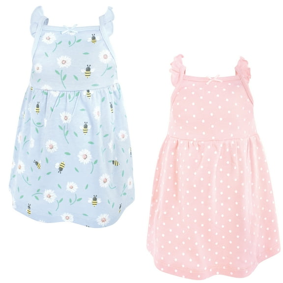 Luvable Friends Hudson Baby Dresses 2pk, Blossom Daisy Bee, 0-3M