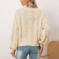 thumbnail image 5 of Fesfesfes Fall And Winter Sweater Women's Casual Round Neck Pullover Blouse Long Sleeve Solid Tops Sweater, 5 of 6