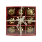 Holiday Time Vintage-Inspired Gold Glass Christmas Ornaments, 9 Count