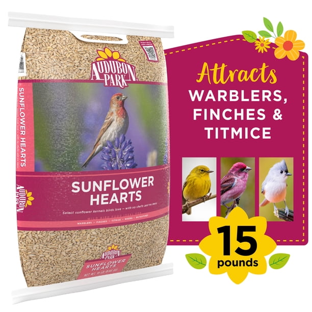 Audubon Park Sunflower Hearts Wild Bird Food, Dry, 15 lbs.