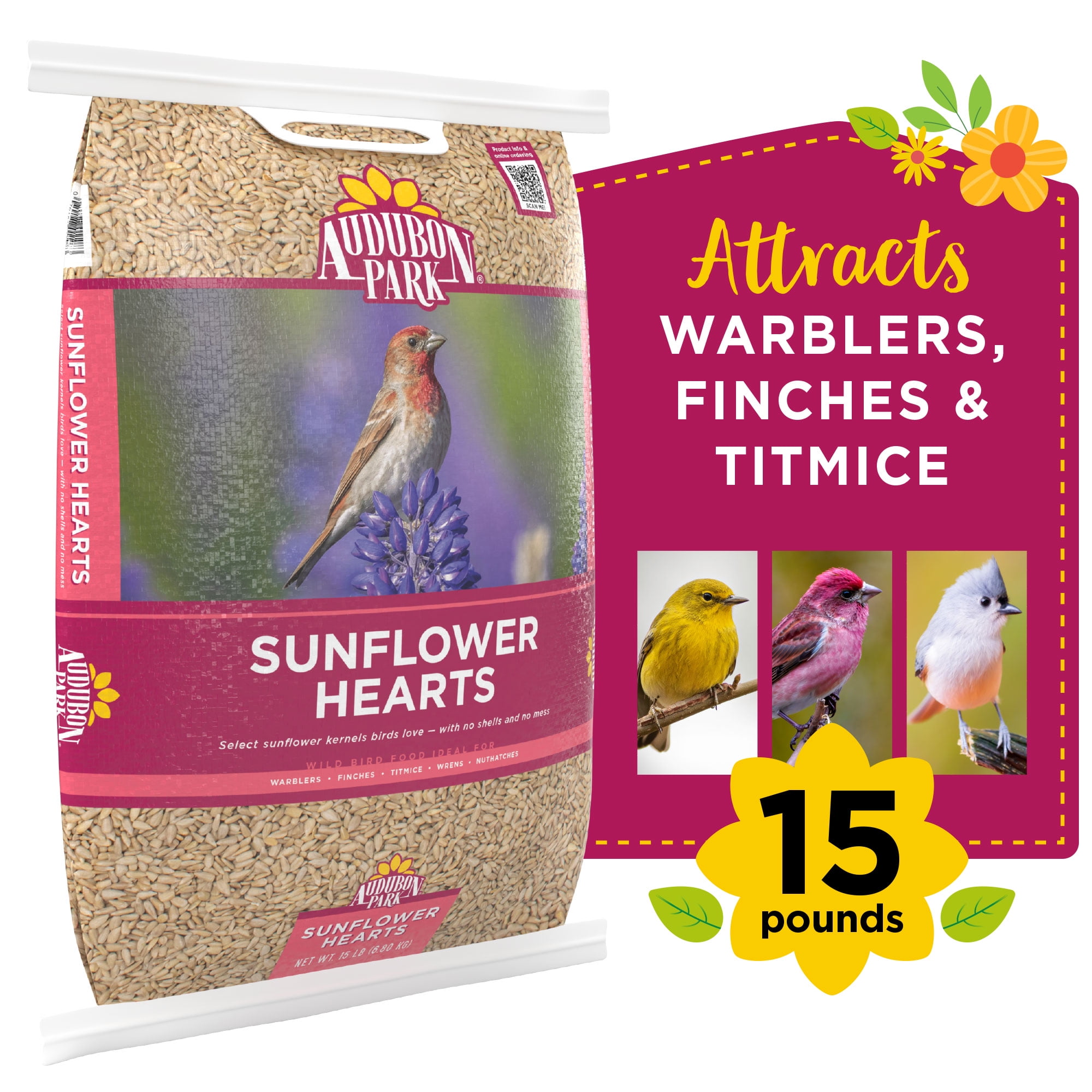 Audubon Park Sunflower Hearts Dry Wild Bird Food, 15 lb. Bag