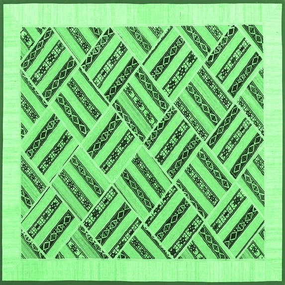 Ahgly Company Indoor Square Solid Emerald Green Modern Area Rugs, 8' Square