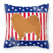 Carolines Treasures BB3351PW1818 USA Patriotic Chow Chow Fabric Decorative Pillow