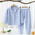 thumbnail image 2 of Mnyotv Long Sleeved Button Down Pajamas Set for Kids Fall Winter Clothes Unisex Solid Lounge Set Toddler Pajamas Size 3-4 Years, 2 of 6