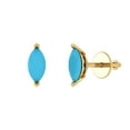 thumbnail image 2 of 1.0 Ct Marquise Cut Studs Blue Turquoise 18K Yellow Solid Solid Gold Everyday Dainty Earrings Push Back, 2 of 7