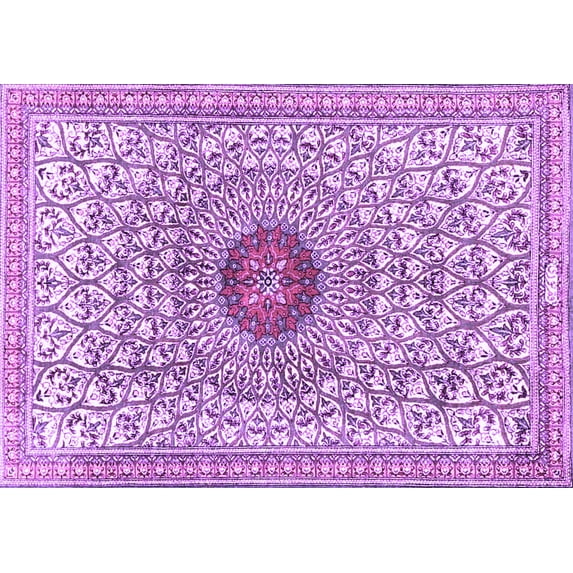 Ahgly Company Indoor Rectangle Medallion Purple Traditional Area Rugs, 2' x 4'
