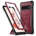 thumbnail image 1 of Poetic Étui Révolution pour Google Pixel 6 Pro 5G, Protecteur d'Écran Intégré avec Empreinte Digitale, Étui de Protection Robuste Antichoc avec Support, Marron Rouge, 1 of 6