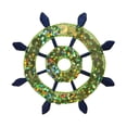 thumbnail image 1 of ID 2695 Sequin Ship Wheel Patch Nautical Boat Emblem Embroidered IronOn Applique, 1 of 1