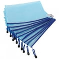 thumbnail image 2 of 10pcs Mesh Sac à Glissière A4 Dossier PVC Transparent Pack d'Information Document OrganizerLight Bleu, 2 of 11