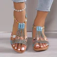 thumbnail image 2 of KAMUCC Women's Sandals with Wedge Design High Heel Rhinestone Bands and Elastic Strap Versatile for Outdoor and Beach, 2 of 5