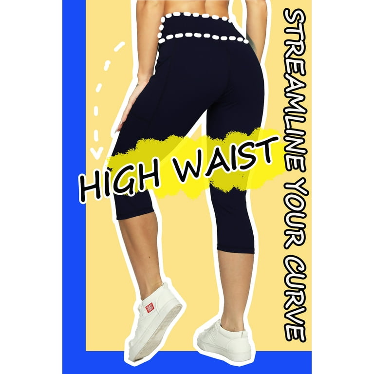 RIOJOY Womens High Waist Yoga Capris Tummy Control Pants with Pockets for  Workout 