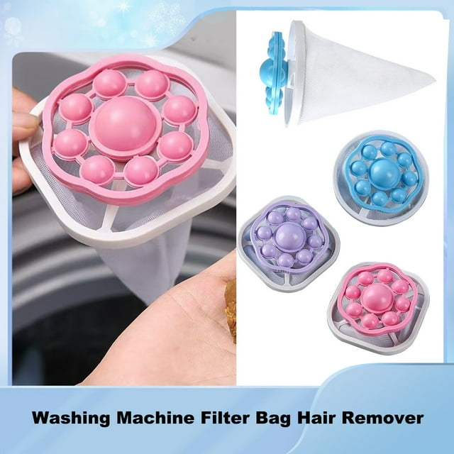 Floating Washing Machine Hair Catcher Filter, Laundry Lint & Pet Hair Trap Bag Reusable, Protects Drains, Fits Top & Front Loaders(Purple)