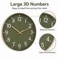 thumbnail image 6 of Wall Clocks Battery Operated for Living Room Kitchen 12" Silent Non Ticking Modern Wall Clock for Bedroom Office Decor Olive Green, 6 of 7