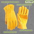 thumbnail image 4 of Heavy Duty Grain Cowhide Extra Wear Palm Leather Work Gloves, Saddletan, 4 of 4