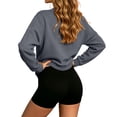 thumbnail image 5 of Ladies Fashion Sweatshirt Women’S Solid‑Color Round Neck Pullover Winter Loose Long Sleeve Sweatshirt with Ribbed Zip‑Pocket Splicing Chic Garment for Street Style and Casual Gatherings Dark Gray S, 5 of 9