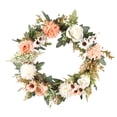 thumbnail image 2 of FENGGHAO Mothers Day 40cm Pink Artificial Flower Wreath Silk Floral Rattan Front Door Wreath with Large Bow Wall Hanging Holiday Decor, 2 of 6