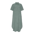 thumbnail image 6 of QIUOMBBP Womens Linen Maxi Dresses Short Sleeve High Split Side Long Dress with Pockets Summer Casual Loose Loungewear Sundress Gray XXL, 6 of 9