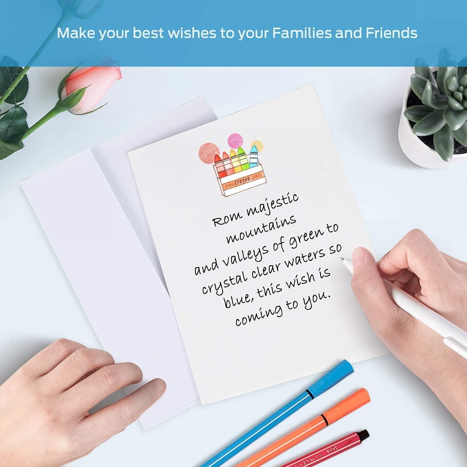 Blank White Cards and Envelopes 100 Pack - 4" x 6" Heavyweight Folded Cards and A4 Envelopes for DIY Greeting Cards Wedding Birthday Invitations Baby Shower Thank You Cards and All Occasions