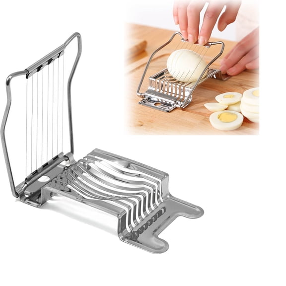 LHNFT 1 PCS Stainless Steel Egg Slicer with Stainless Steel Cutting Wires Multifunctional Boiled Egg Soft Food Slicer, Boiled Egg Ham Slicers Cutter Salad Egg Chopper Dicer, Wire Egg Slicer