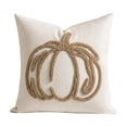 thumbnail image 2 of MYUNNIL Halloween Pumpkin Throw Pillow Cover, Soft 3D Fall Pumpkin Embroidery Plush Velvet Couch Cushion, Farmhouse Seasonal Home Decor for Sofa Bedroom Patio Office, 18 x 18", 2 of 7