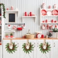 thumbnail image 4 of 1 Pack Farmhouse Mini Christmas Cabinet Wreath, Berries Ribbon Rattan Plastic Decor for Kitchen Window Door, 10.6in，Khaki Bow, 4 of 5