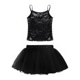thumbnail image 3 of Haitryli Kids Girls Sequins Ballet Dance Dress Straps Cami Top with Tutu Skirt Skating Gymnastics Ballroom Costume Black 12, 3 of 6