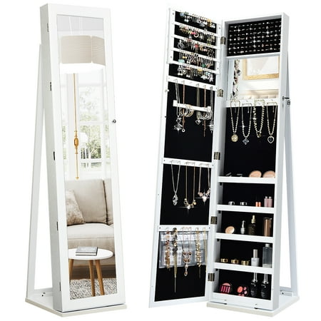 Goplus Standing Jewelry Armoire With Higher Full Length Mirror White Accuweather Goplus Standing Jewelry Armoire With, Mirror Jewelry Armoire