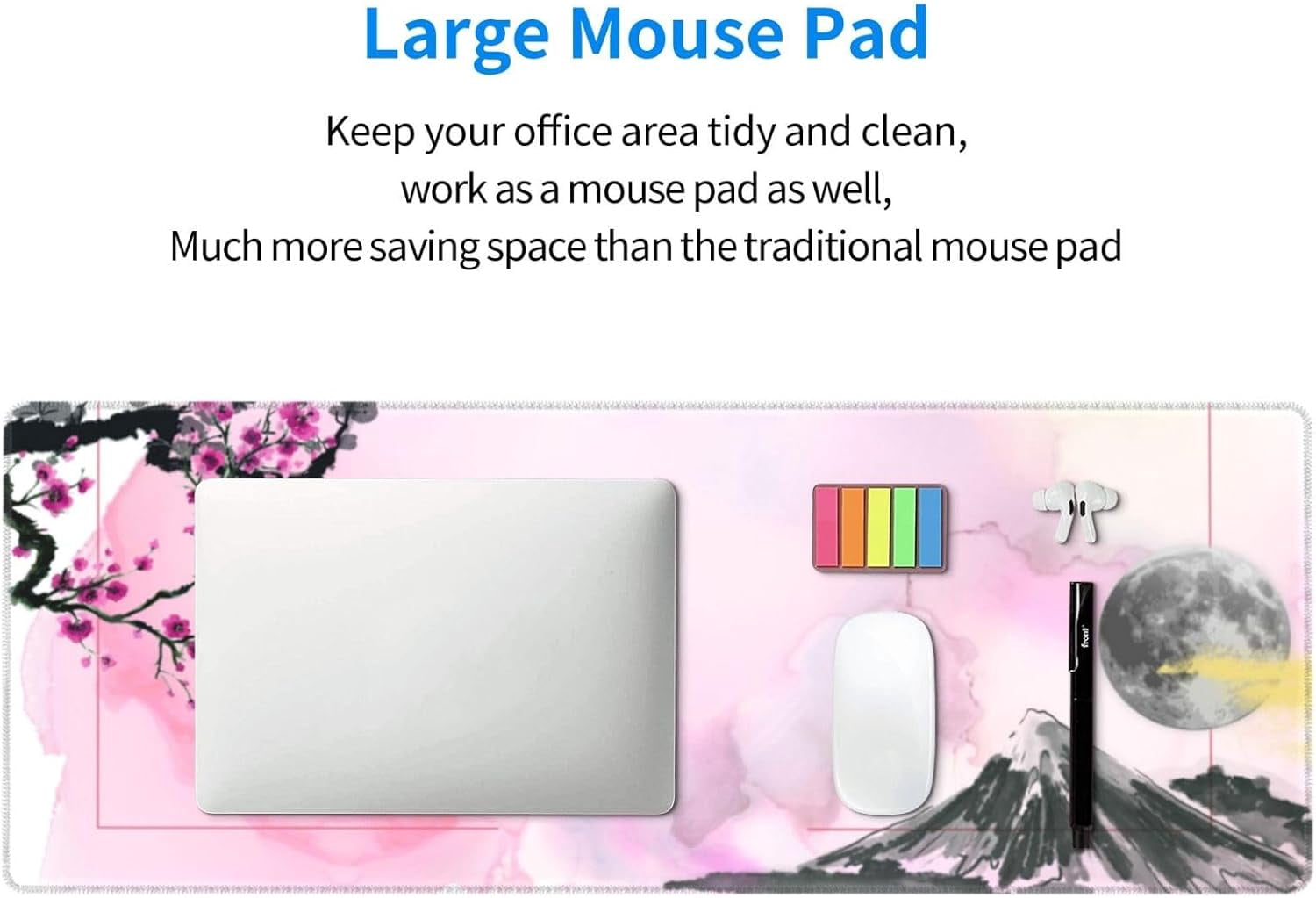 Japanese Cherry Blossom Mouse Pad, Waterproof Sakura Extended Large Gaming Mousepad Desktop, Big Long Non-Slip Plum Mouse Mat for Laptop, Keyboard, Computer for Decor Office, (Pink, 31.5 * 11.8 in)