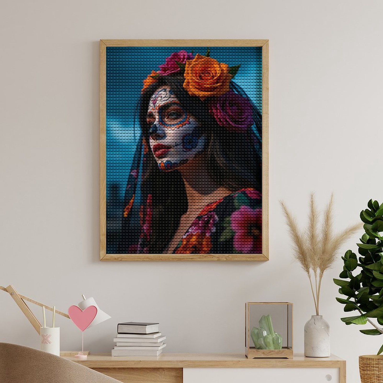 Diamond Art Kits for Adults, Face Paint Floral Headpiece Sky 5D Diamond Painting Kits for Adults Beginners, DIY Full Drill Diamond Painting, Gem Art and Crafts 12x16