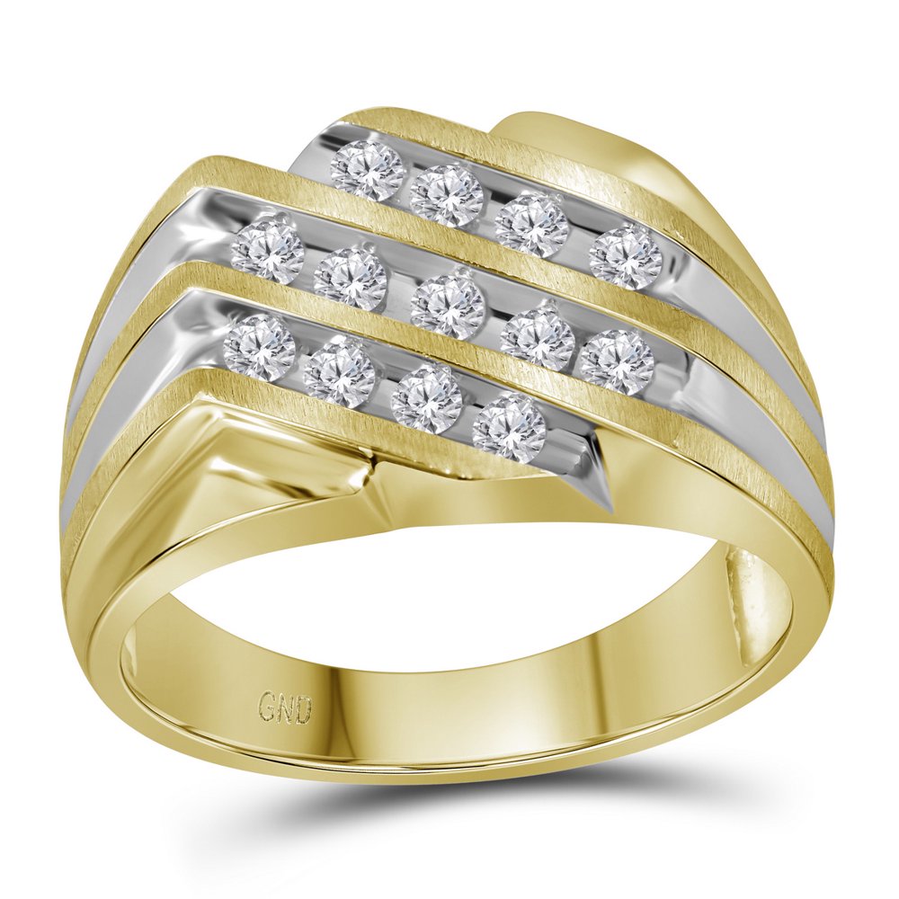 Jewels By Lux 10kt Yellow Twotone Gold Mens Round Channelset