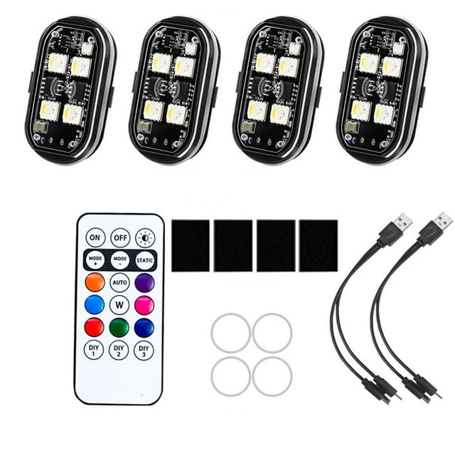 Kit de Lumières Stroboscopiques Réglables en ABS de 8 Pcs avec Télécommande pour Feux de Brouillard et d'Avertissement de Véhicule