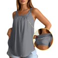 thumbnail image 6 of Dress Built In Bra Sleeveless Tank For Pleated Square Neck Wide Strap Flowy Loose Fit Summer Blouse, 6 of 6