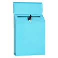 thumbnail image 1 of Style Flair Box Mailbox Bin Door Designed Drop Letterbox Mailbox Post Box Slots Metal Installation Postbox Simple Drop Box Mailbox Beige Blue, 1 of 8